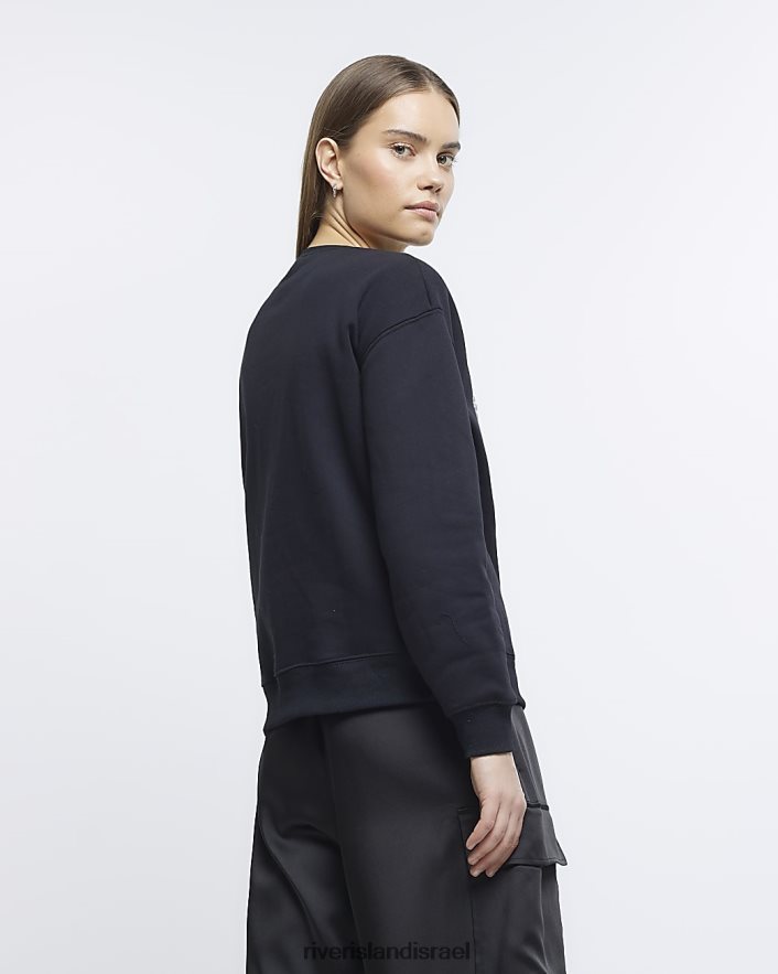 לבוש River Island סווטשירט מעוטר פנינים שָׁחוֹר נשים BDZ4084809