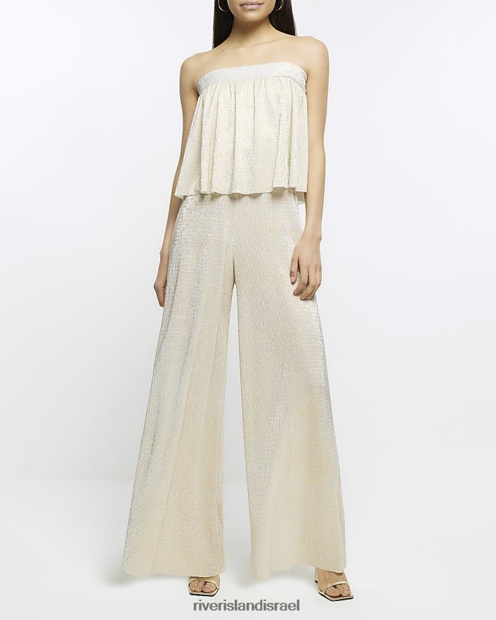 לבוש River Island סרבל סאטן עם רגליים רחבות זהב נשים BDZ4084811