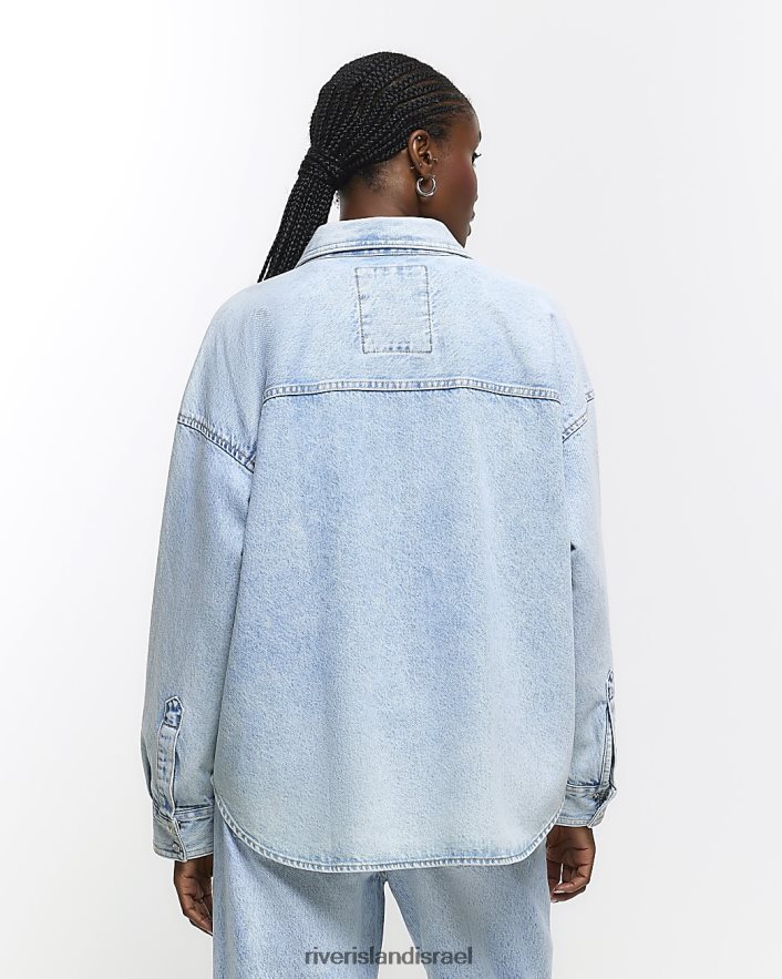 לבוש River Island חולצת כיס בצל ג'ינס כְּחוֹל נשים BDZ4084814