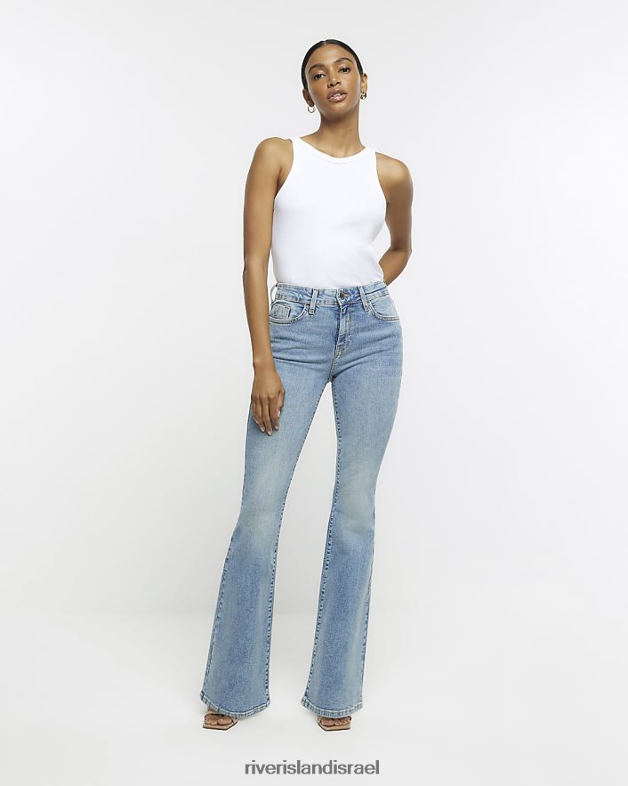 לבוש River Island ג'ינס מתרחב בגזרה גבוהה כְּחוֹל נשים BDZ4084816
