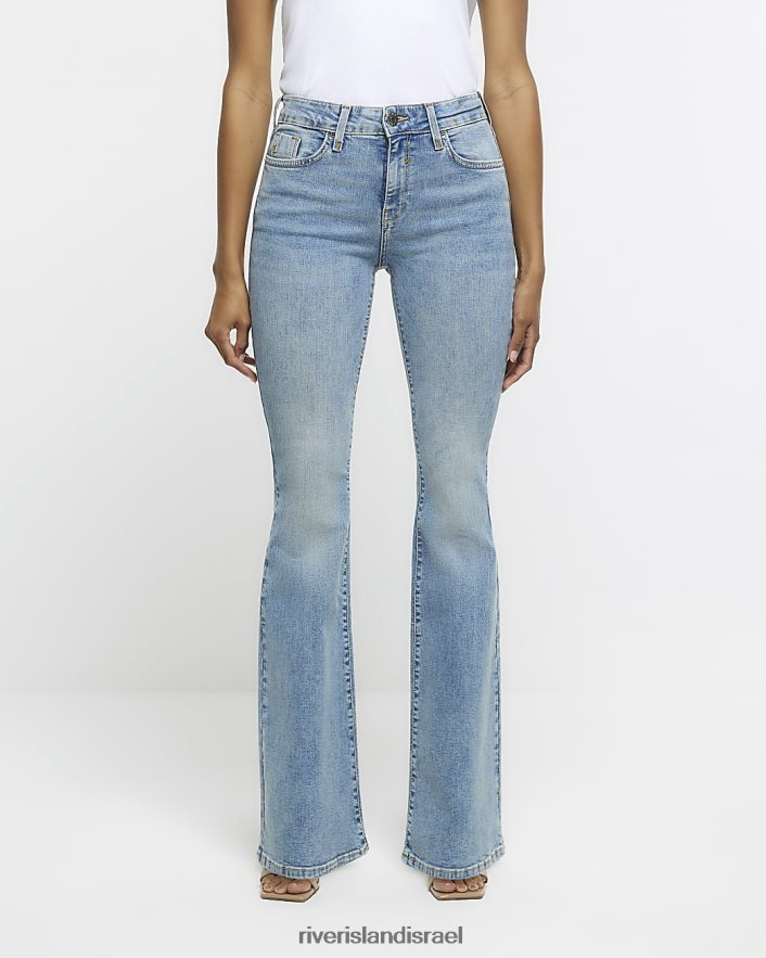לבוש River Island ג'ינס מתרחב בגזרה גבוהה כְּחוֹל נשים BDZ4084816