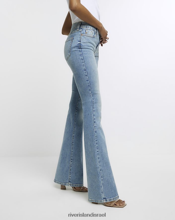 לבוש River Island ג'ינס מתרחב בגזרה גבוהה כְּחוֹל נשים BDZ4084816