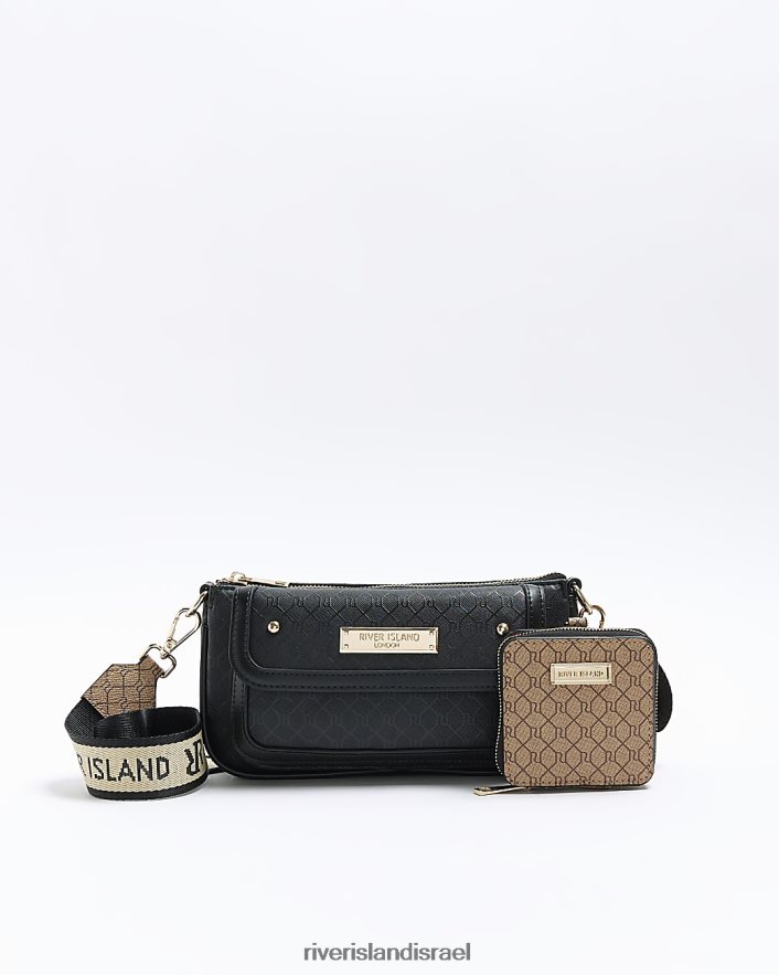 אביזרים River Island תיק פאוצ'ט מונוגרם שָׁחוֹר נשים BDZ408482