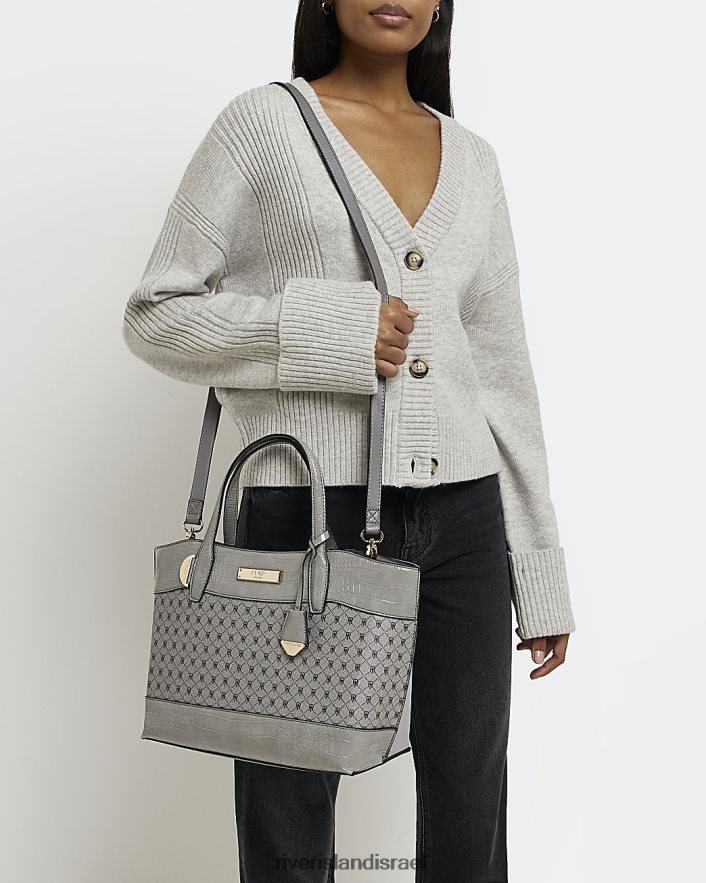 אביזרים River Island תיק כנף מונוגרמה גדול אפור נשים BDZ4084824