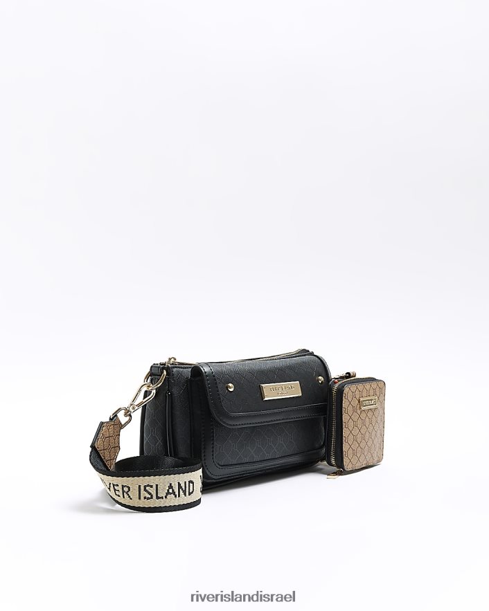 אביזרים River Island תיק פאוצ'ט מונוגרם שָׁחוֹר נשים BDZ408482