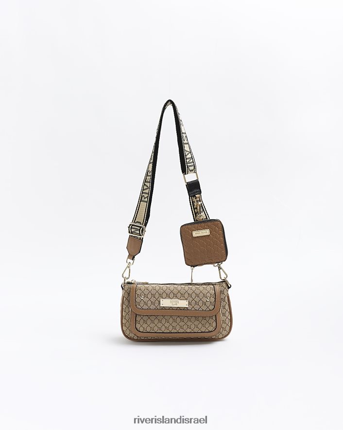 אביזרים River Island תיק מונוגרם מסוג ג'קארד חום נשים BDZ408483