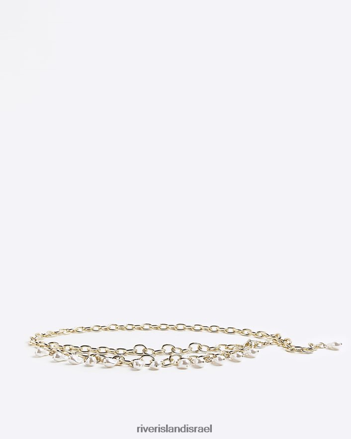 אביזרים River Island חגורת שרשרת עיטור פנינה זהב נשים BDZ4084833