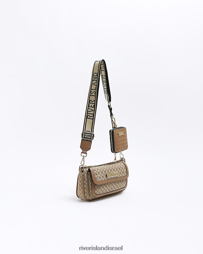 אביזרים River Island תיק מונוגרם מסוג ג'קארד חום נשים BDZ408483