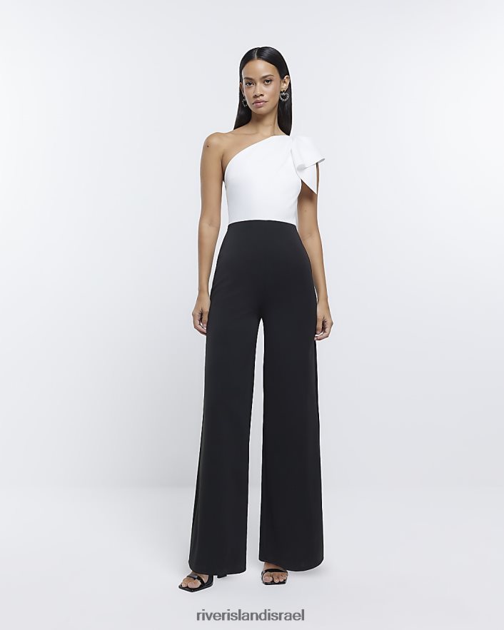 לבוש River Island סרבל רגל רחבה על כתף אחת שָׁחוֹר נשים BDZ4084860