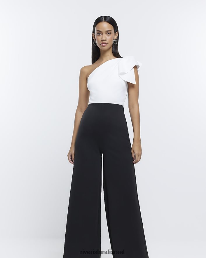 לבוש River Island סרבל רגל רחבה על כתף אחת שָׁחוֹר נשים BDZ4084860