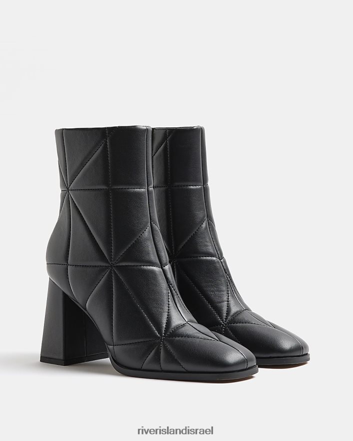 הַנעָלָה River Island מגפונים עם עקבים עם קווילט שָׁחוֹר נשים BDZ4084862