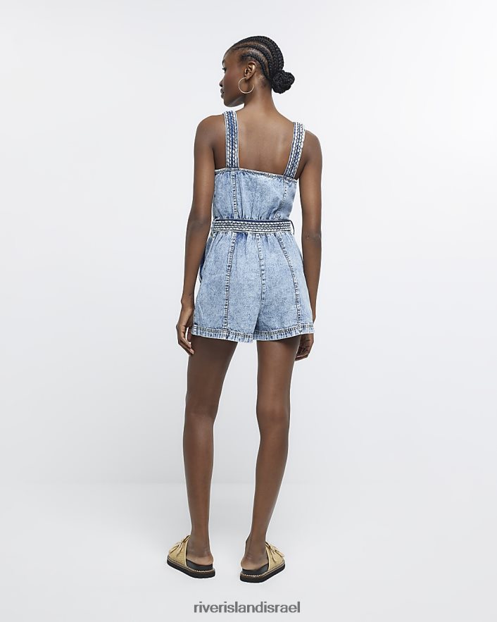 לבוש River Island חליפת משחק עם חגורות ג'ינס כְּחוֹל נשים BDZ4084866