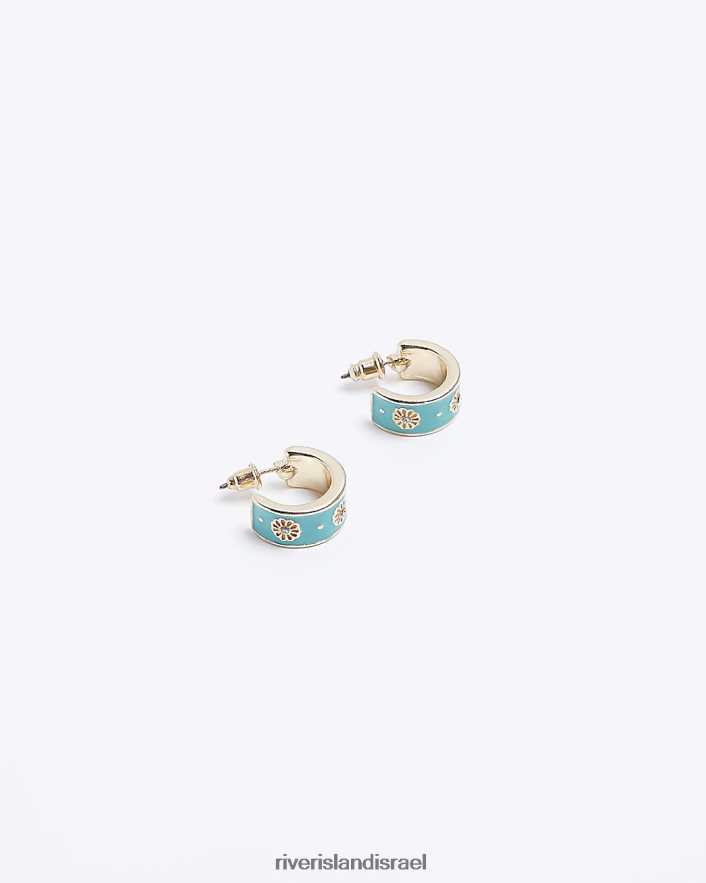 אביזרים River Island עגילי חישוק פרחוניים ירוק נשים BDZ4084867