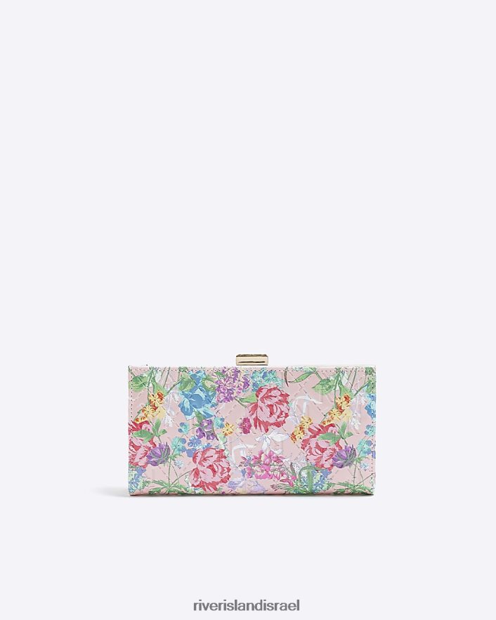 אביזרים River Island ארנק פטנט פרחוני עליון וָרוֹד נשים BDZ408486