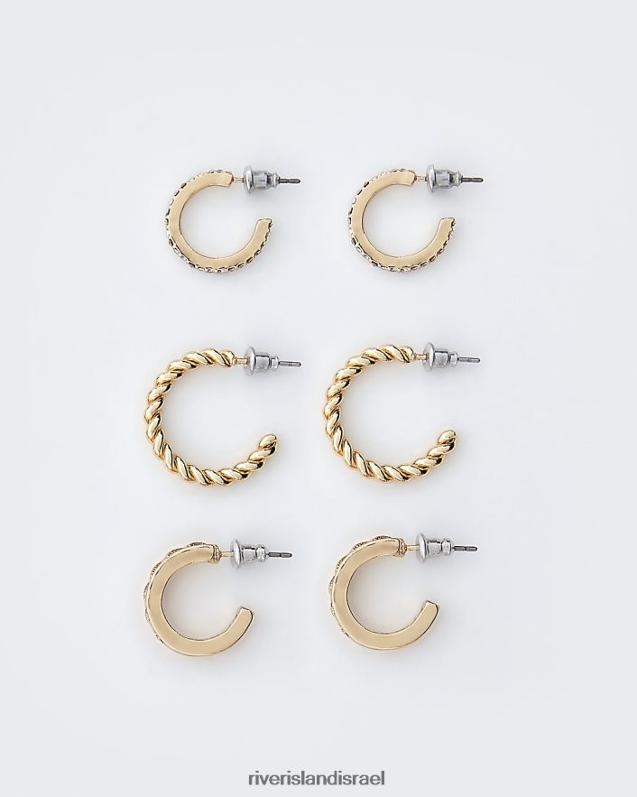 אביזרים River Island עגילי חישוק רב-חבילה זהב נשים BDZ4084871