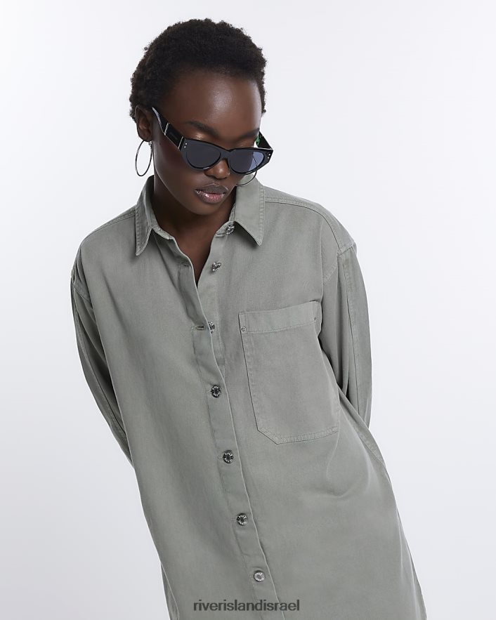 לבוש River Island שמלת מיני חולצה עם שרוולים ארוכים חָקִי נשים BDZ4084872