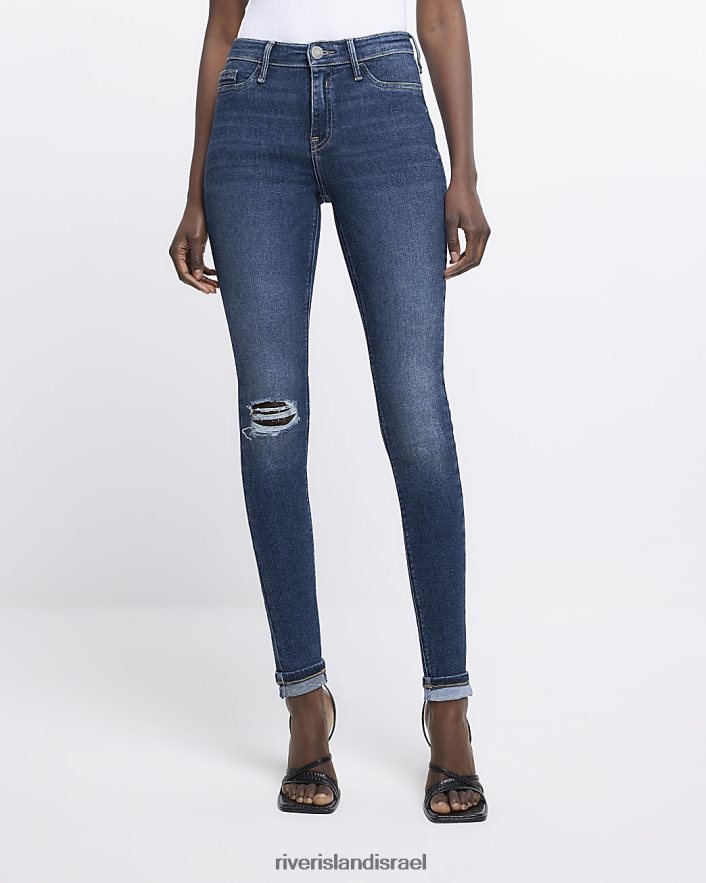 לבוש River Island ג'ינס סקיני עם קרעים של מולי כְּחוֹל נשים BDZ4084877