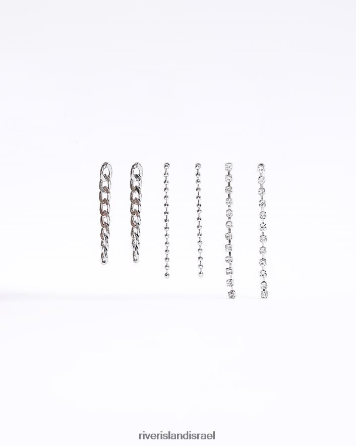 אביזרים River Island עגילי טיפה שרשרת חבילה כסף נשים BDZ4084883