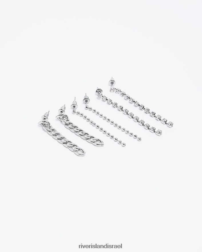 אביזרים River Island עגילי טיפה שרשרת חבילה כסף נשים BDZ4084883