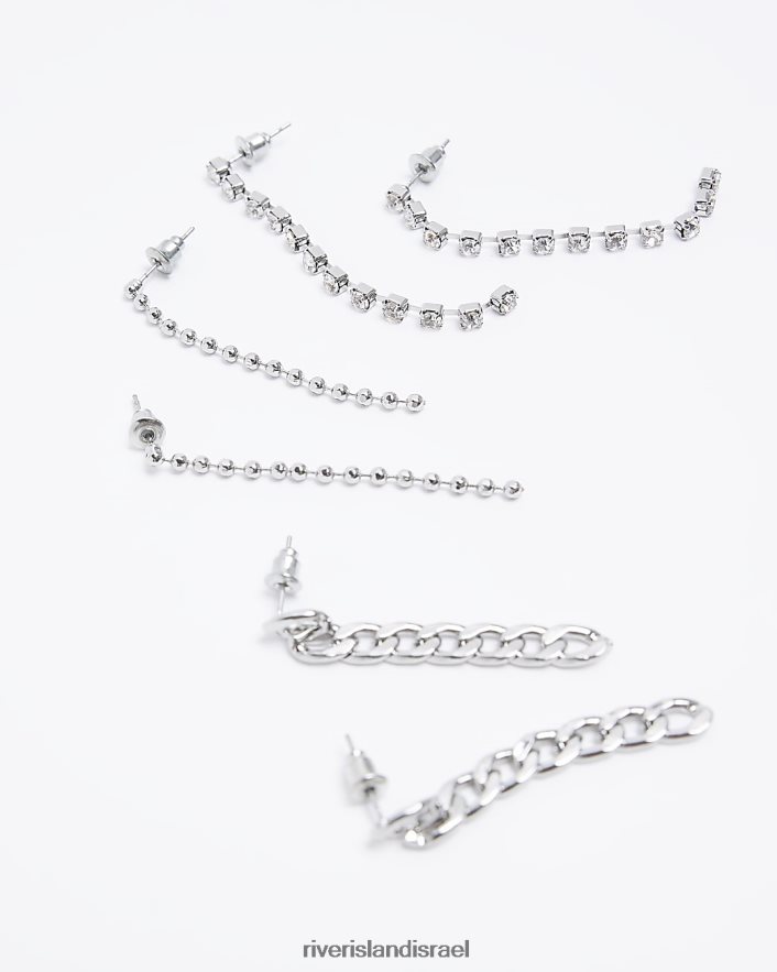 אביזרים River Island עגילי טיפה שרשרת חבילה כסף נשים BDZ4084883
