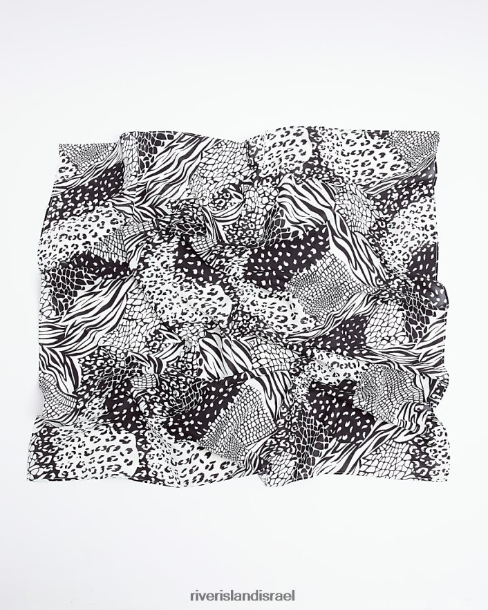 אביזרים River Island צעיף סאטן בהדפס בעלי חיים שָׁחוֹר נשים BDZ4084889