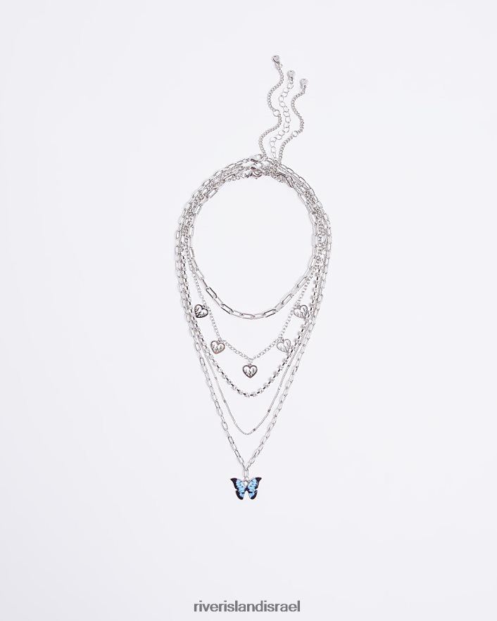 אביזרים River Island שרשרת קסם מרובה שורות כסף נשים BDZ4084892