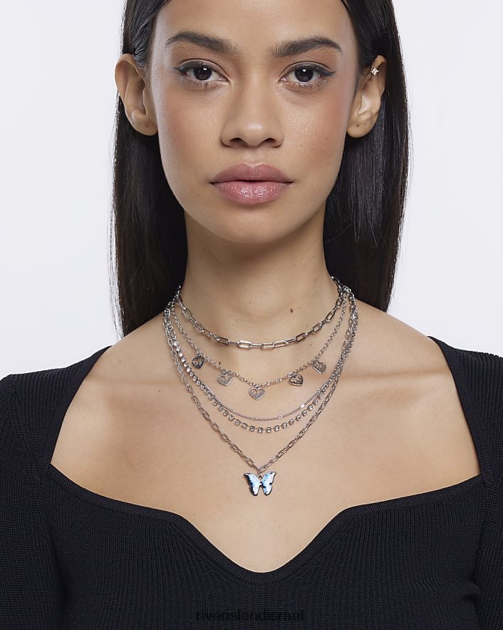אביזרים River Island שרשרת קסם מרובה שורות כסף נשים BDZ4084892