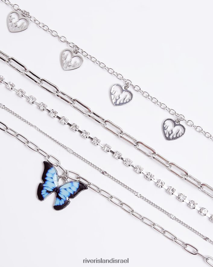 אביזרים River Island שרשרת קסם מרובה שורות כסף נשים BDZ4084892