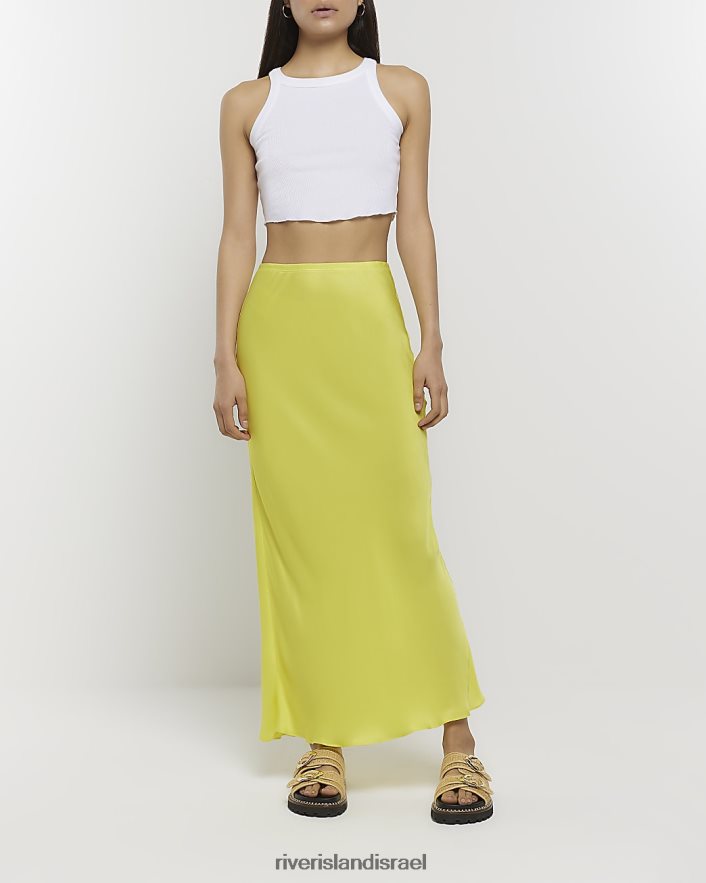 לבוש River Island חצאית מקסי סאטן צהוב נשים BDZ40849