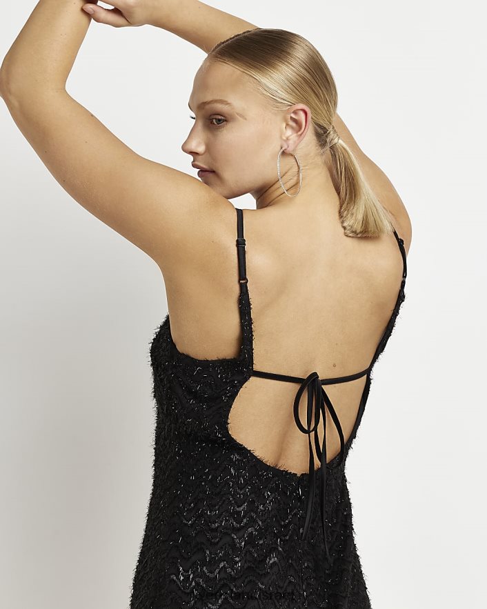 לבוש River Island שמלת מיני נוצצת שָׁחוֹר נשים BDZ4084917