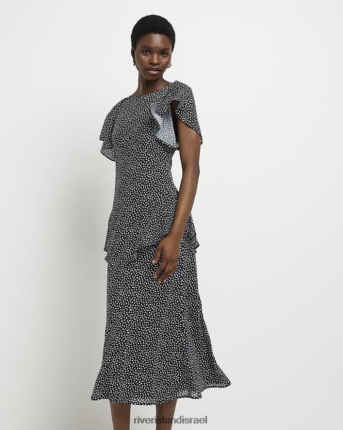 לבוש River Island שמלת מידי נקודתית שָׁחוֹר נשים BDZ4084920