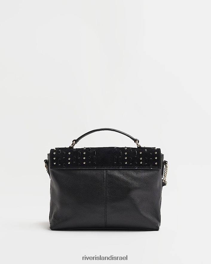 אביזרים River Island תיק צלב גוף משובץ זמש שָׁחוֹר נשים BDZ4084928