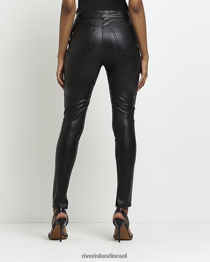 לבוש River Island מכנסי סקיני מפוסלים מעור מלאכותי שָׁחוֹר נשים BDZ4084932