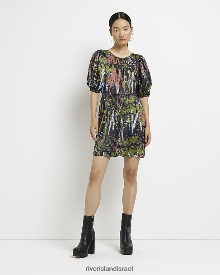 לבוש River Island הדפס שמלת מיני משמרת סאטן שָׁחוֹר נשים BDZ4084935