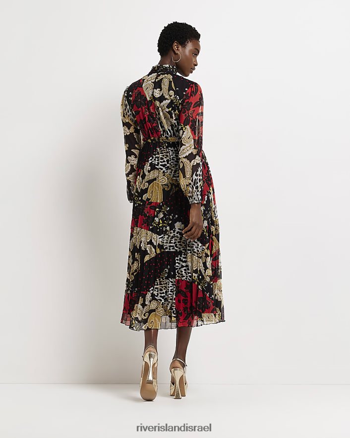 לבוש River Island שמלת מידי מעטפת בהדפס בעלי חיים שָׁחוֹר נשים BDZ4084942