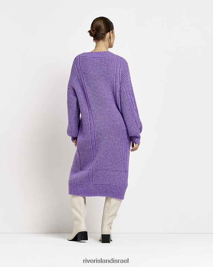 לבוש River Island שמלת מידי מגשר כבל סרוג סָגוֹל נשים BDZ4084955