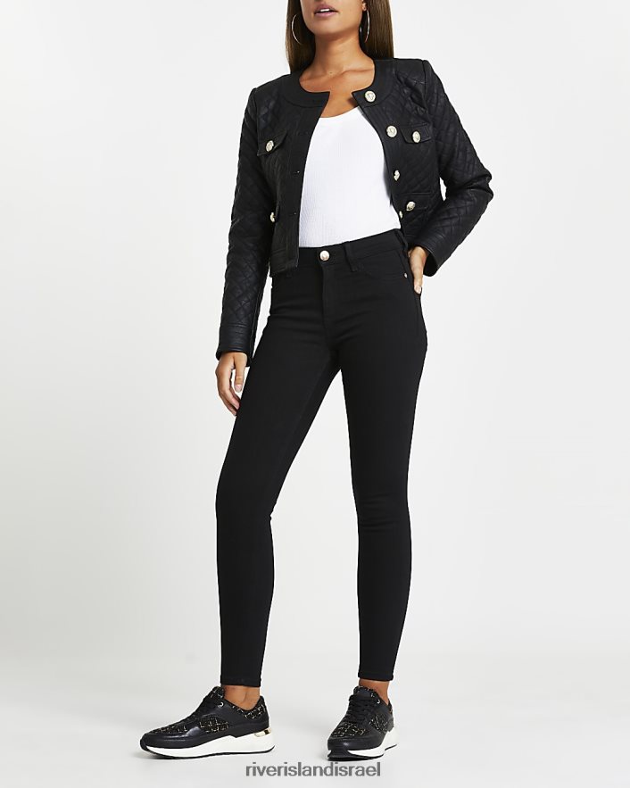 לבוש River Island ג'ינס סקיני בגובה בינוני שָׁחוֹר נשים BDZ4084958