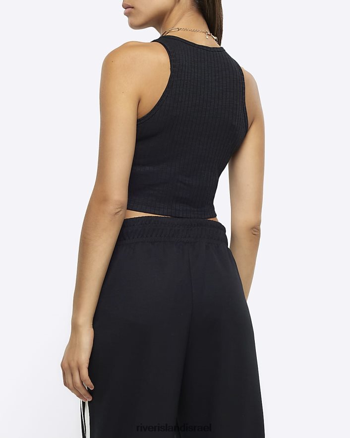 לבוש River Island קרופ טופ מצולע שָׁחוֹר נשים BDZ408495