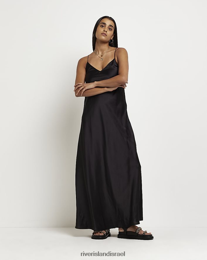 לבוש River Island שמלת מקסי להחליק ללא גב שָׁחוֹר נשים BDZ4084966