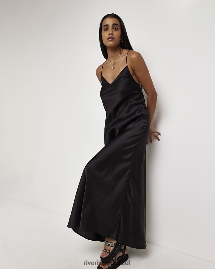 לבוש River Island שמלת מקסי להחליק ללא גב שָׁחוֹר נשים BDZ4084966