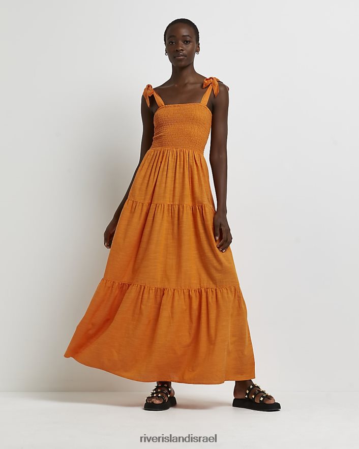 לבוש River Island שמלת מקסי גבוהה תפוז נשים BDZ4084982