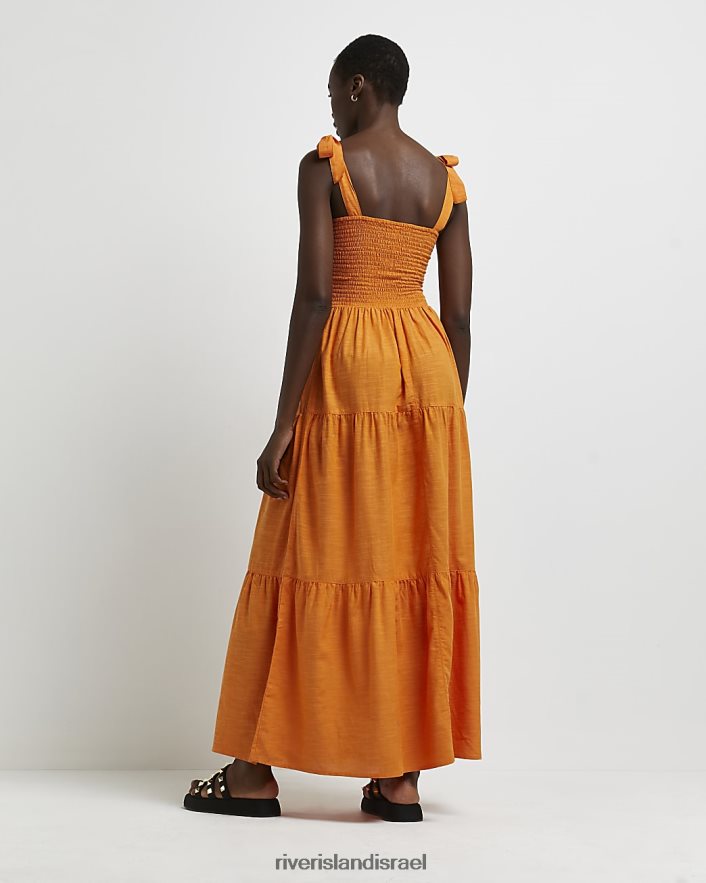 לבוש River Island שמלת מקסי גבוהה תפוז נשים BDZ4084982