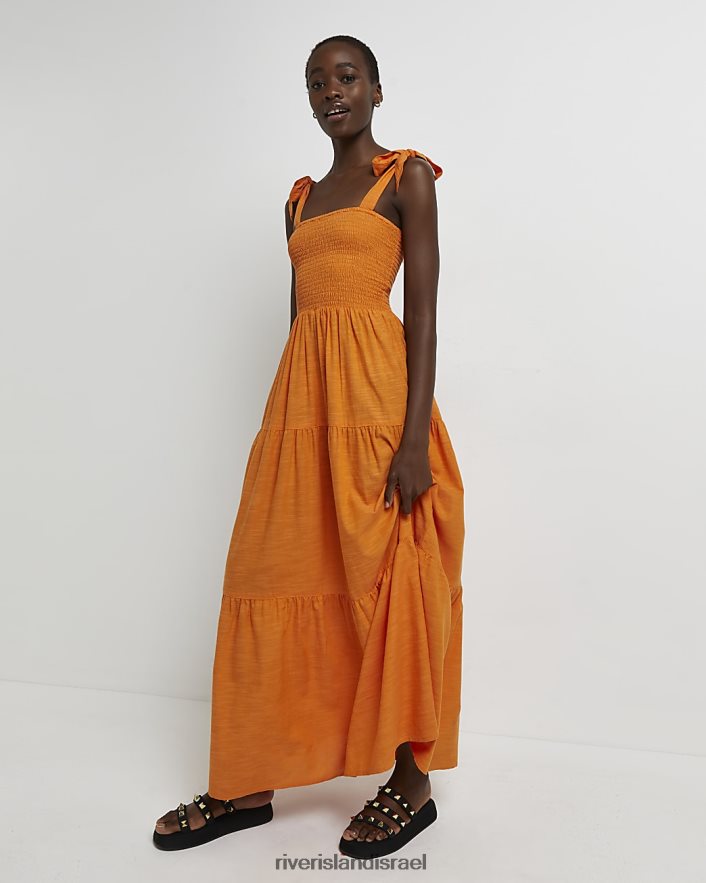 לבוש River Island שמלת מקסי גבוהה תפוז נשים BDZ4084982
