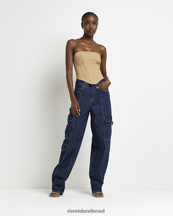 לבוש River Island ג'ינס מטען עם כיסים בינוניים כְּחוֹל נשים BDZ4084996