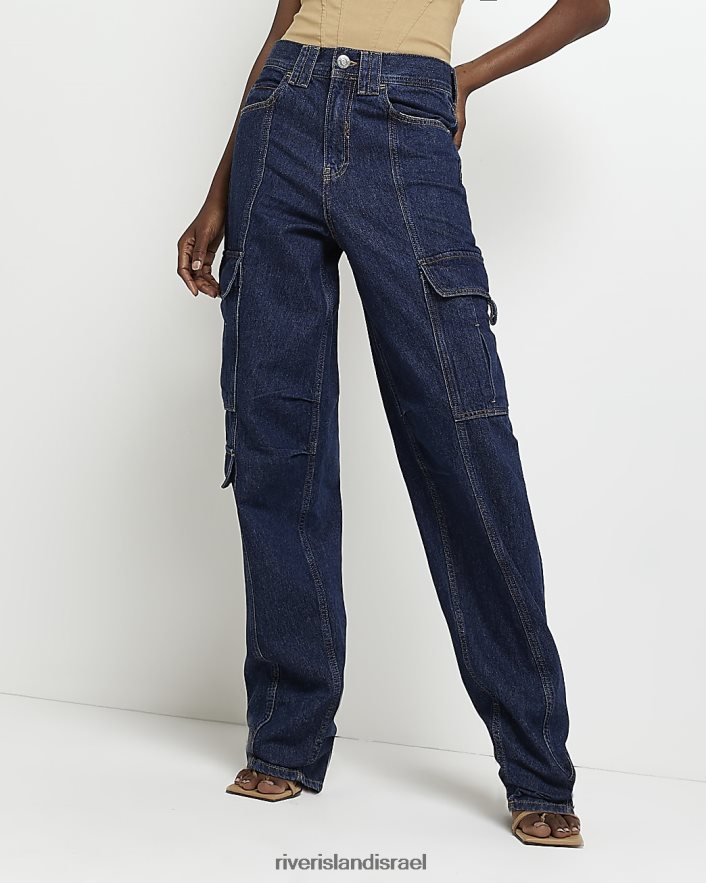 לבוש River Island ג'ינס מטען עם כיסים בינוניים כְּחוֹל נשים BDZ4084996