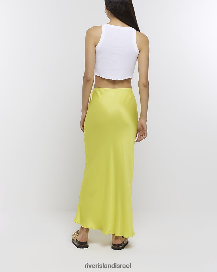 לבוש River Island חצאית מקסי סאטן צהוב נשים BDZ40849
