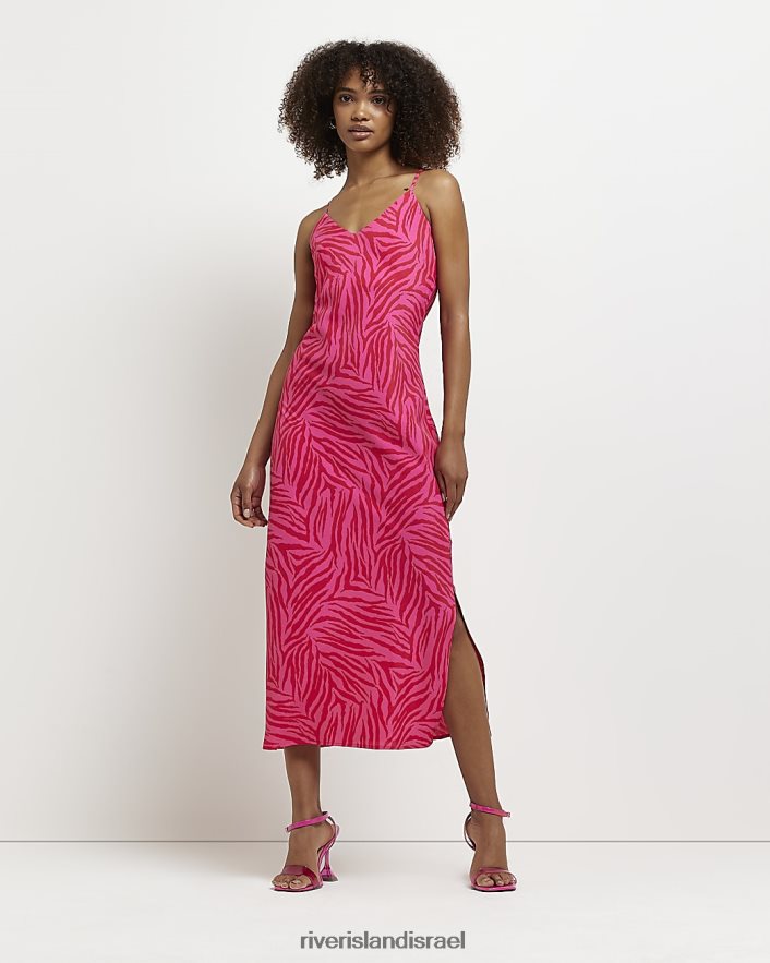 לבוש River Island שמלת מידי בהדפס זברה וָרוֹד נשים BDZ4085004