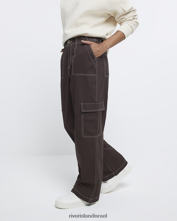 לבוש River Island מכנסי משא חום נשים BDZ408501
