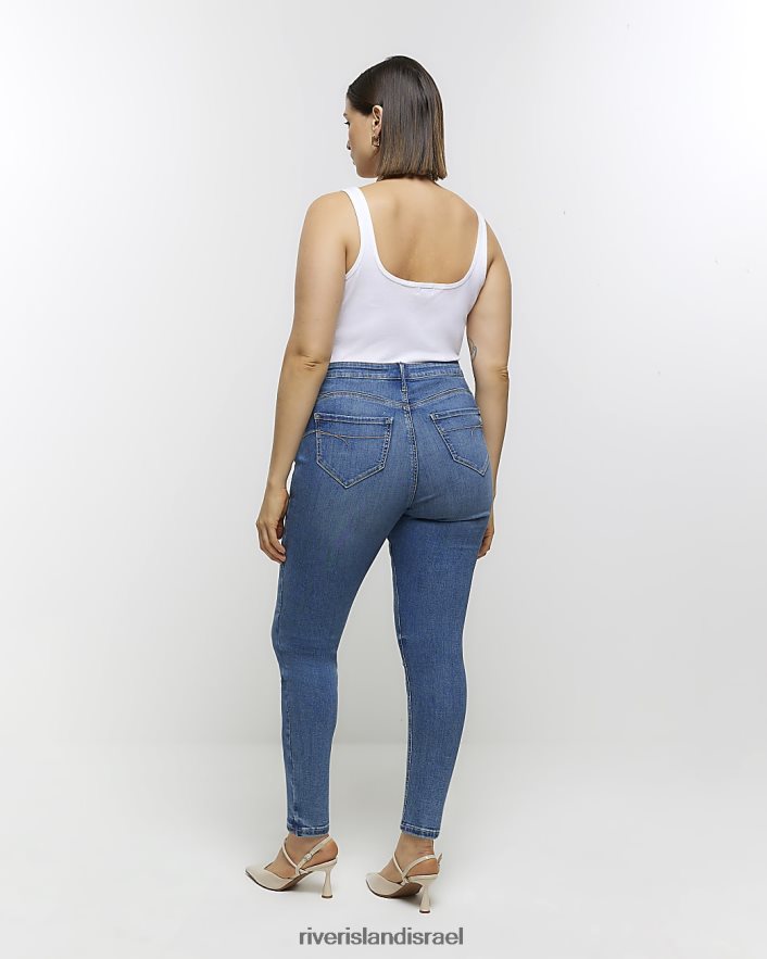 לבוש River Island בתוספת ג'ינס מחוטב בגזרה רזה כְּחוֹל נשים BDZ4085028