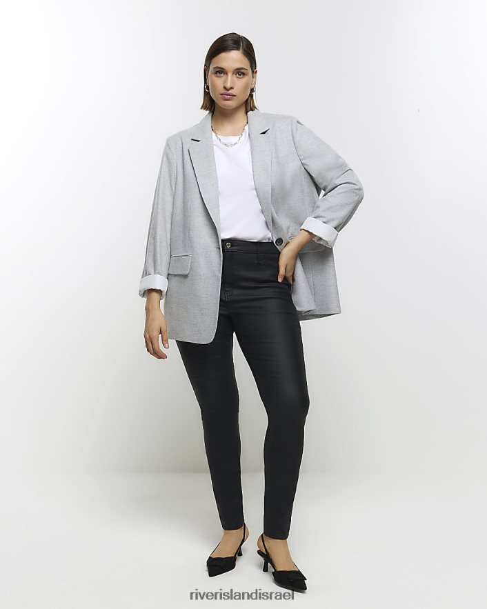 לבוש River Island בתוספת ג'ינס מצופה בגזרה סקיני שָׁחוֹר נשים BDZ4085032